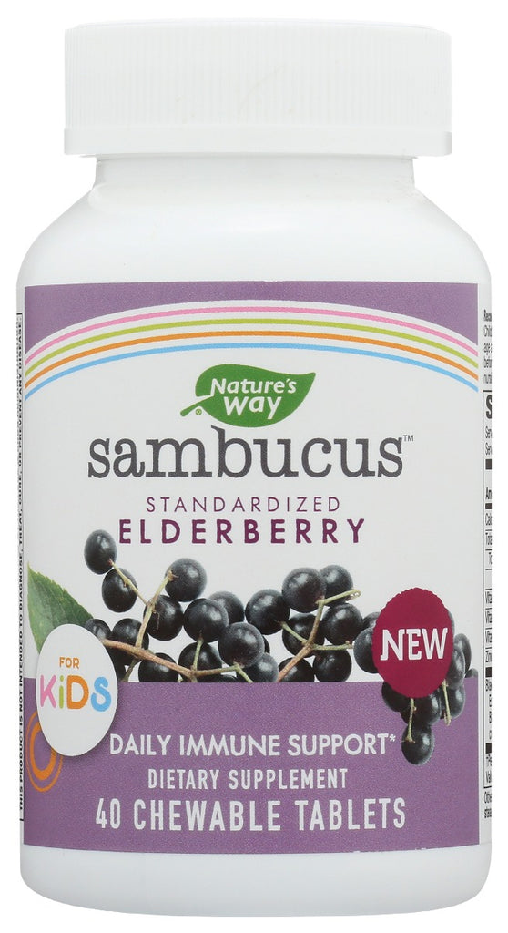 NATURES WAY: Sambucus Elderberry Chewable Tablets For Kids, 40 ea