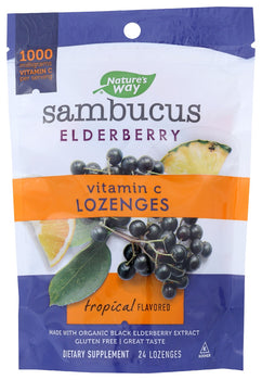 NATURES WAY: Sambucus Tropical Flavored Vitamin C Lozenges, 24 ea