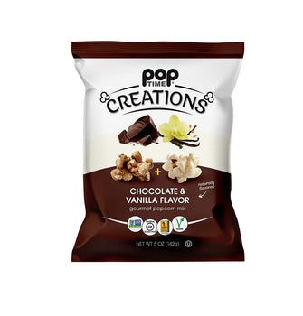 POPTIME CREATIONS: Chocolate & Vanilla Gourmet Popcorn Mix, 5 oz