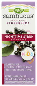 NATURES WAY: Sambucus Elderberry Night Time Syrup For Kids, 4 fo