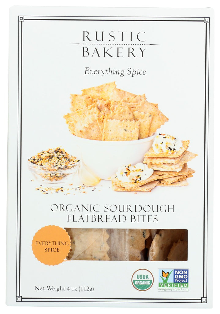 RUSTIC BAKERY: Everything Spice Organic Sourdough Flatbread Bites, 4 oz