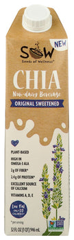 SOW: Chia Beverage Sweetened Original, 32 fo