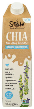 SOW: Chia Beverage Unsweetened Original, 32 fo