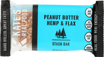 KATES REAL FOOD: Peanut Butter Hemp & Flax Bar, 2.2 oz