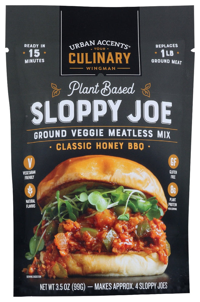 URBAN ACCENTS: Classic Honey Bbq Plant Based Sloppy Joe Ground Veggie Meatless Mix, 3.5 oz