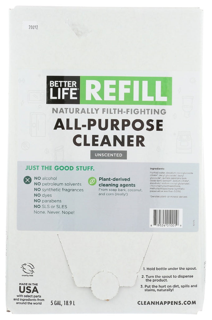 BETTER LIFE: All Purpose Cleaner Unscented, 5 ga