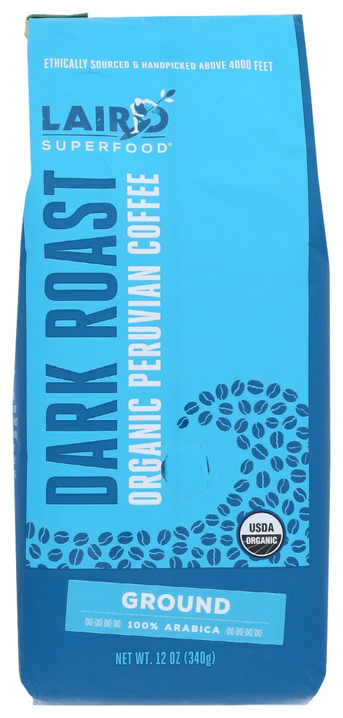 LAIRD SUPERFOOD: Organic Peruvian Dark Roast Ground Coffee, 12 oz