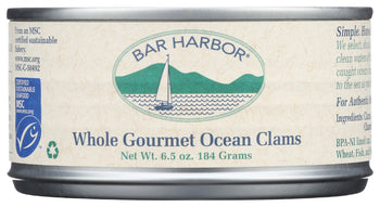 BAR HARBOR: Whole Gourmet Ocean Clams, 6.5 oz