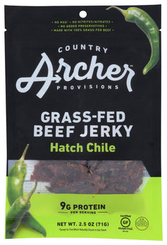 COUNTRY ARCHER: Jerky Beef Hatch Chile, 2.5 oz