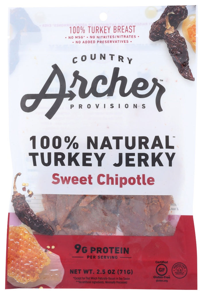 COUNTRY ARCHER: Sweet Chipotle 100% Natural Turkey Jerky, 2.5 oz