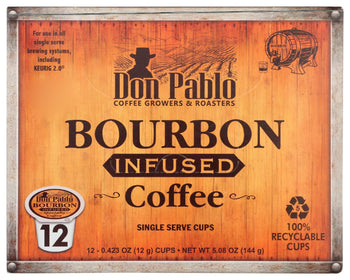 DON PABLO: Bourbon Infused Coffee Single Serve Cups, 12 ea