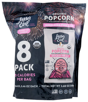 LESSER EVIL: Organic Himalayan Pink Salt Popcorn, 8 ea