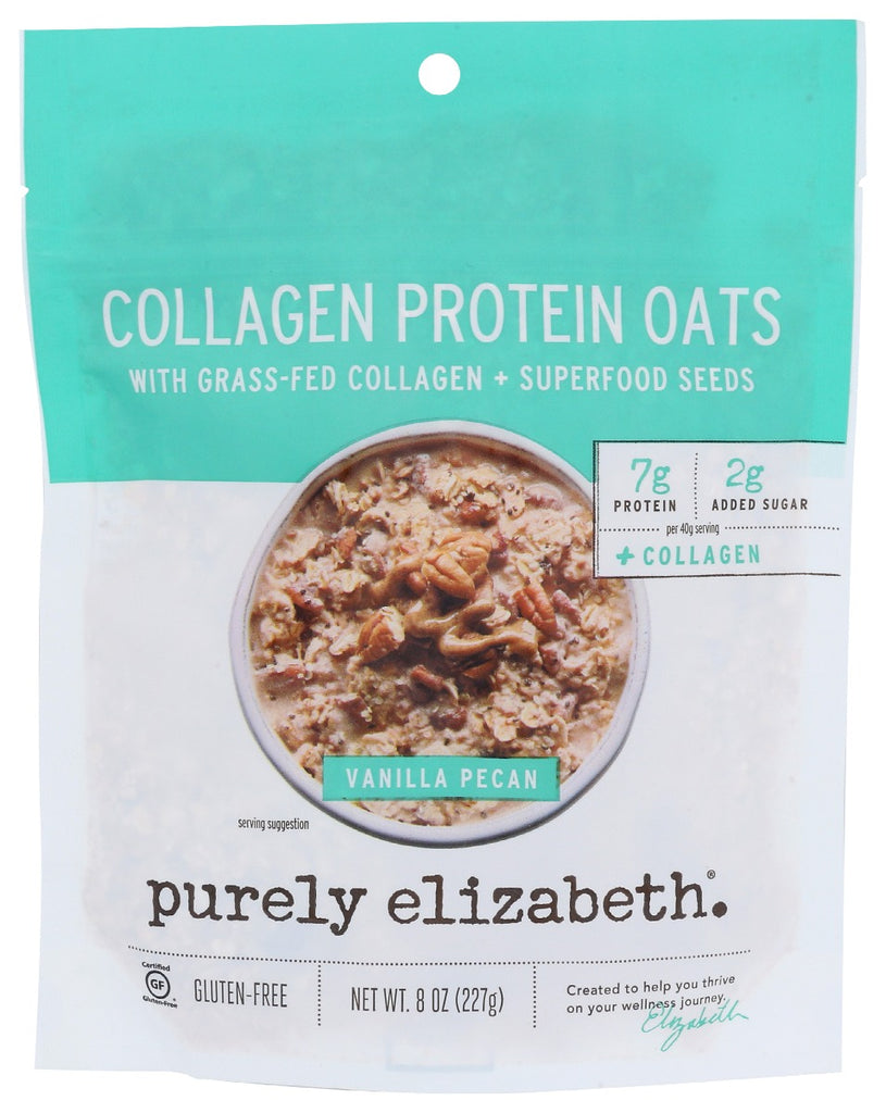 PURELY ELIZABETH: Vanilla Pecan Collagen Protein Oats, 8 oz