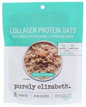 PURELY ELIZABETH: Vanilla Pecan Collagen Protein Oats, 8 oz