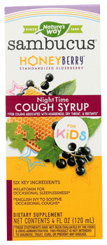 NATURES WAY: Sambucus Honeyberry Night Time Cough Syrup For Kids, 4 fo