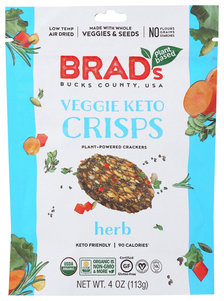 BRADS PLANT BASED: Herb Veggie Keto Crisps, 4 oz