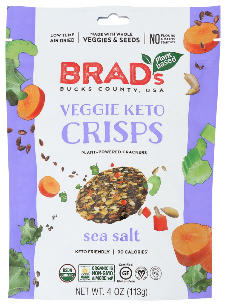 BRADS PLANT BASED: Sea Salt Veggie Keto Crisps, 4 oz