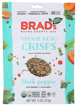 BRADS PLANT BASED: Black Pepper Veggie Keto Crisps, 4 oz