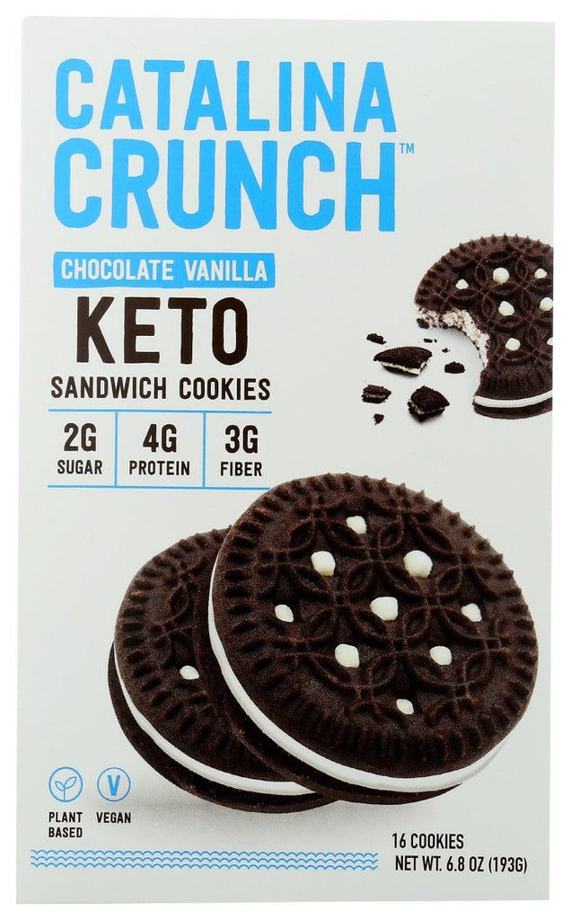 CATALINA SNACKS: Chocolate Vanilla Keto Sandwich Cookies, 6.8 oz