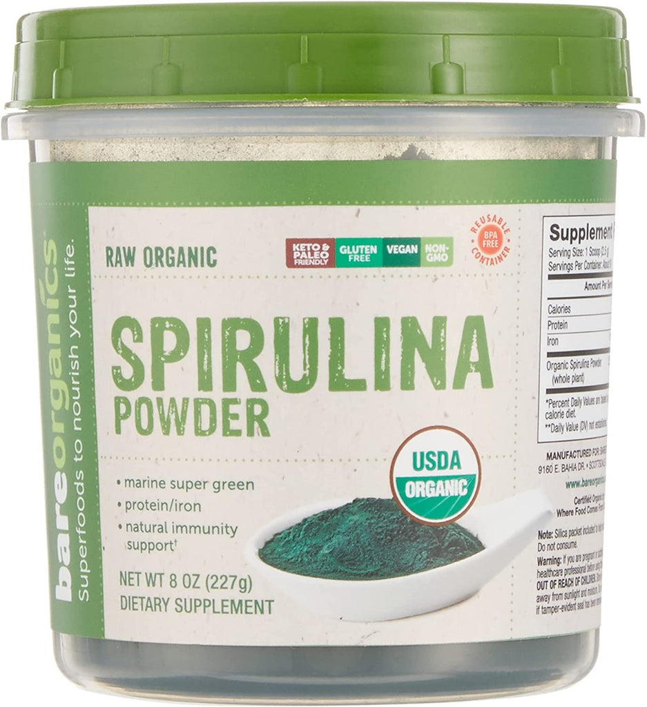 BAREORGANICS: Spirulina Pwdr Org, 8 oz