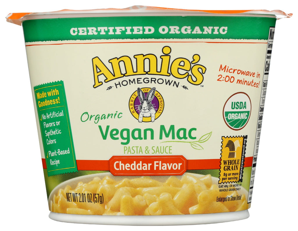 ANNIES HOMEGROWN: Organic Vegan Mac Pasta And Sauce Cheddar Flavor, 2.01 oz