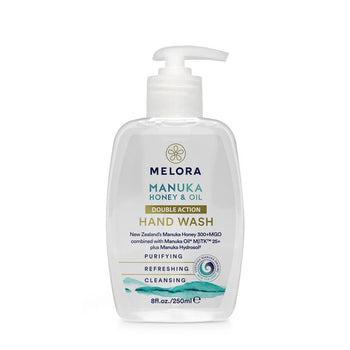 MELORA: Manuka Honey & Oil Double Action Hand Wash, 8 fo