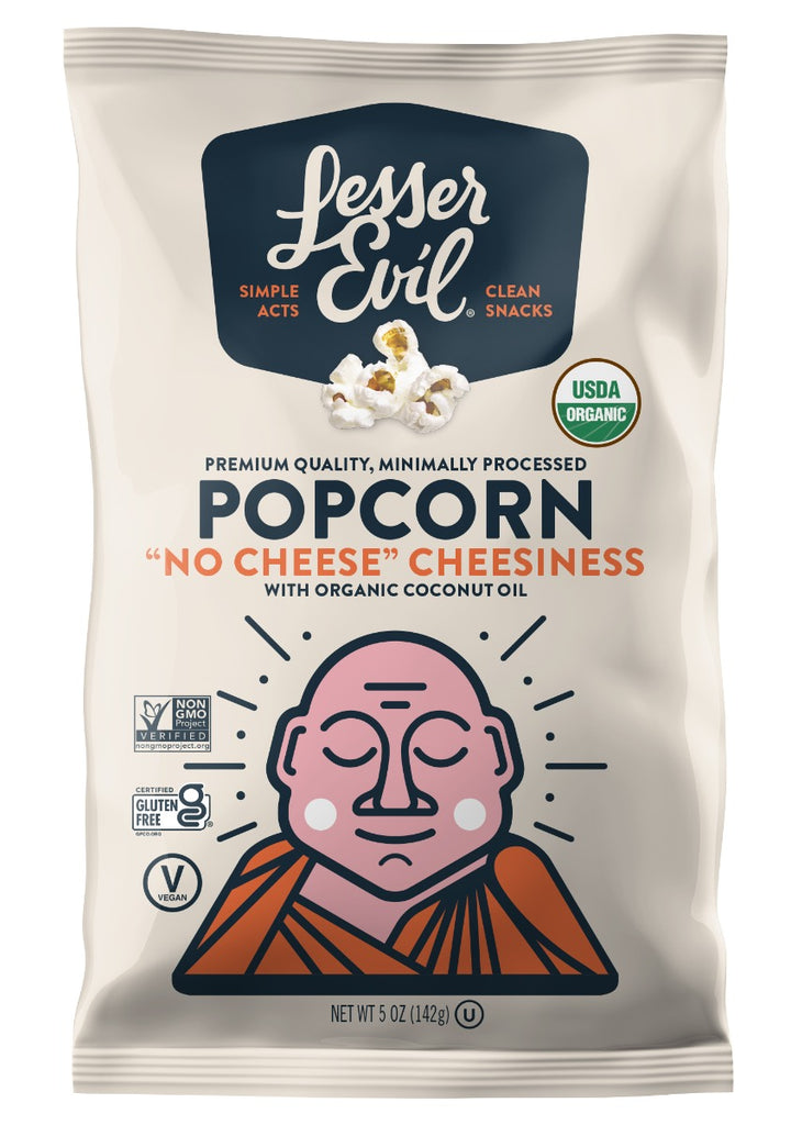 LESSER EVIL: Organic No Cheese Cheesiness Popcorn, 5 oz