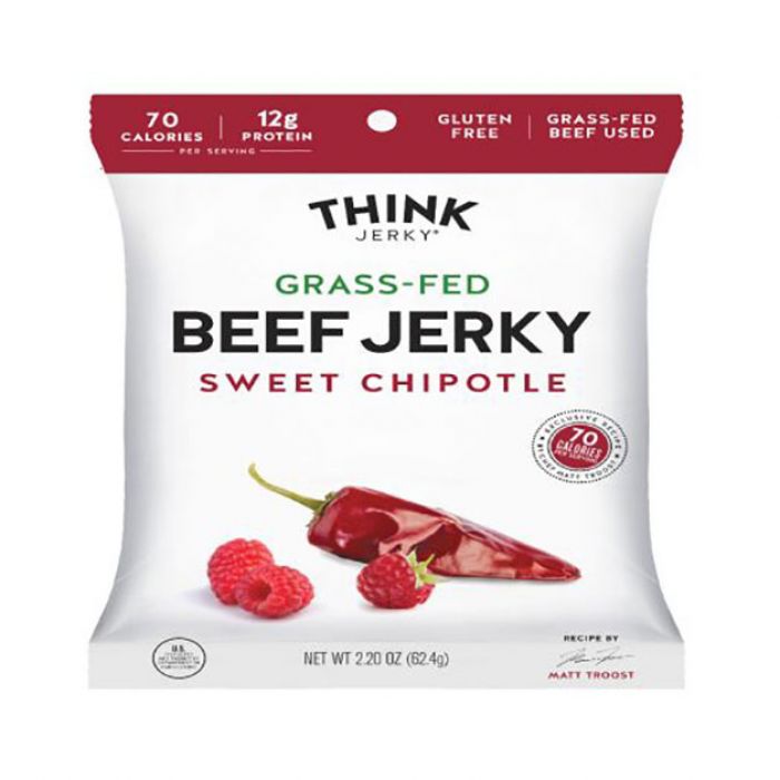 THINK JERKY: Grass Fed Sweet Chipotle Beef Jerky, 2.2 oz