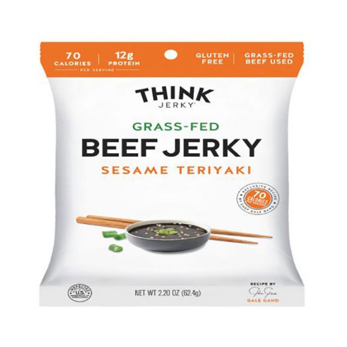 THINK JERKY: Grass Fed Sesame Teriyaki Beef Jerky, 2.2 oz