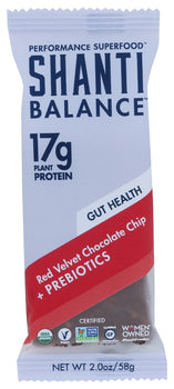 SHANTI: Red Velvet Chocolate Chip Plus Prebiotics Bar, 2 oz