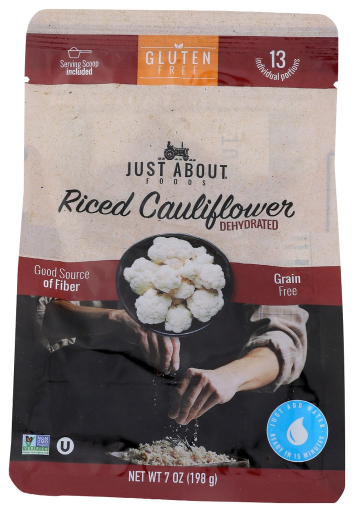 JUST ABOUT FOODS: Dehydrated Riced Cauliflower, 7 oz