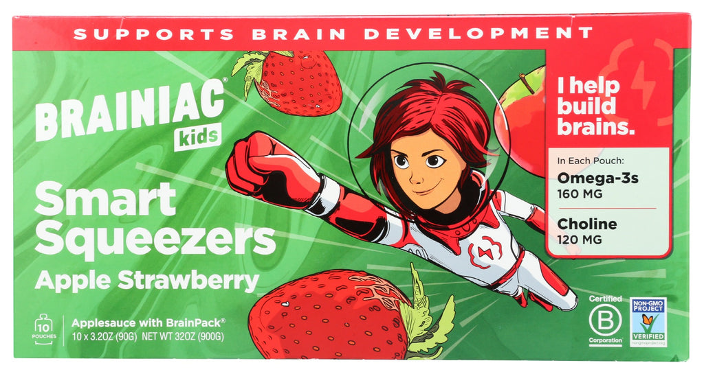 BRAINIAC: Strawberry Applesauce Smart Squeezers 10 Pc, 32 oz