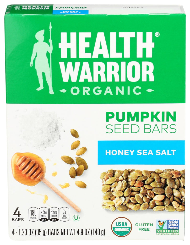 HEALTH WARRIOR: Organic Honey Sea Salt Pumpkin Seed Bars, 4.9 oz