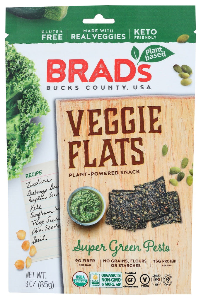 BRADS PLANT BASED: Veggie Flats Super Green Pesto, 3 oz