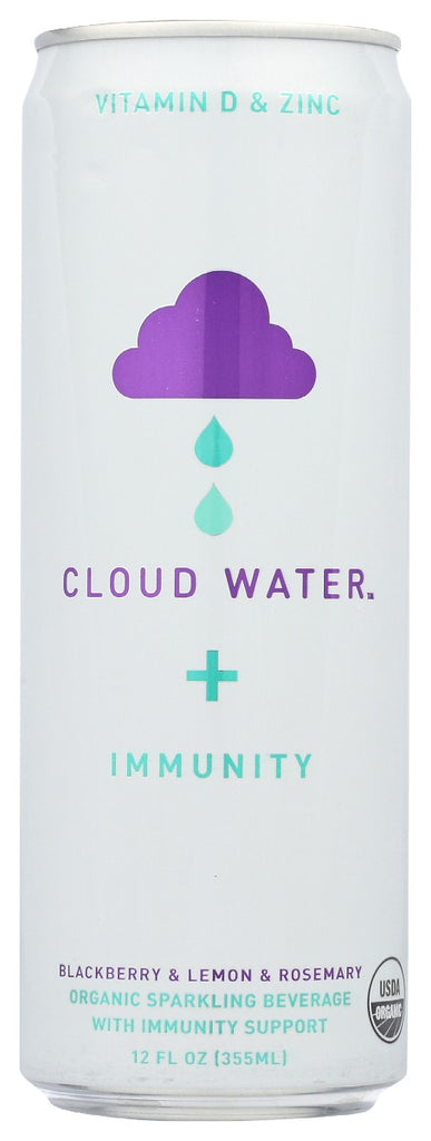 CLOUD WATER IMMUNITY: Organic Blackberry & Lemon & Rosemary Sparkling Water, 12 fo