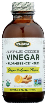 FLORA HEALTH: Ginger & Lemon Apple Cider Vinegar, 3.3 fo