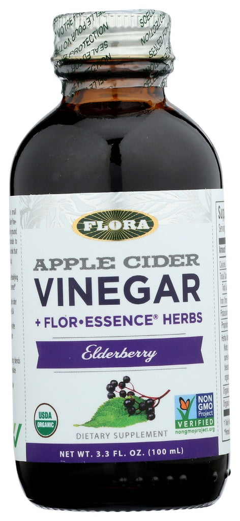 FLORA HEALTH: Elderberry Apple Cider Vinegar, 3.3 fo