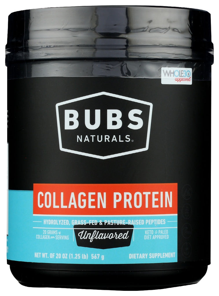 BUBS NATURALS: Collagen Protein Unflavored Powder, 20 oz