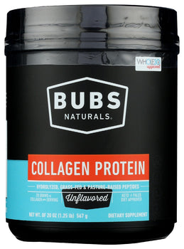 BUBS NATURALS: Collagen Protein Unflavored Powder, 20 oz