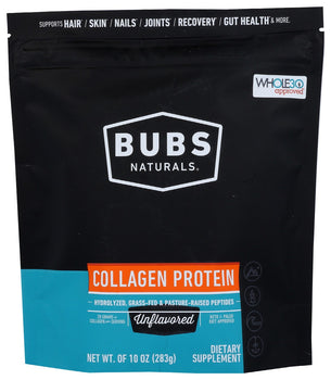 BUBS NATURALS: Collagen Protein Unflavored Powder, 10 oz