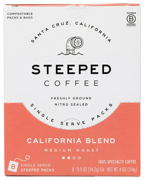 STEEPED COFFEE: California Blend Medium Roast Coffee, 8 ea