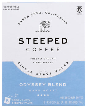 STEEPED COFFEE: Odyssey Blend Dark Roast Coffee, 8 ea