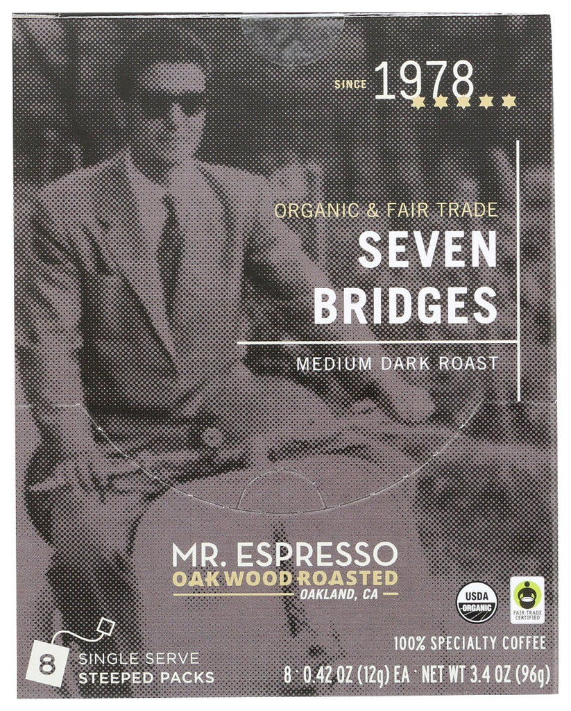 MR ESPRESSO: Organic And Fair Trade Seven Bridges Medium Dark Roast Coffee, 8 bg