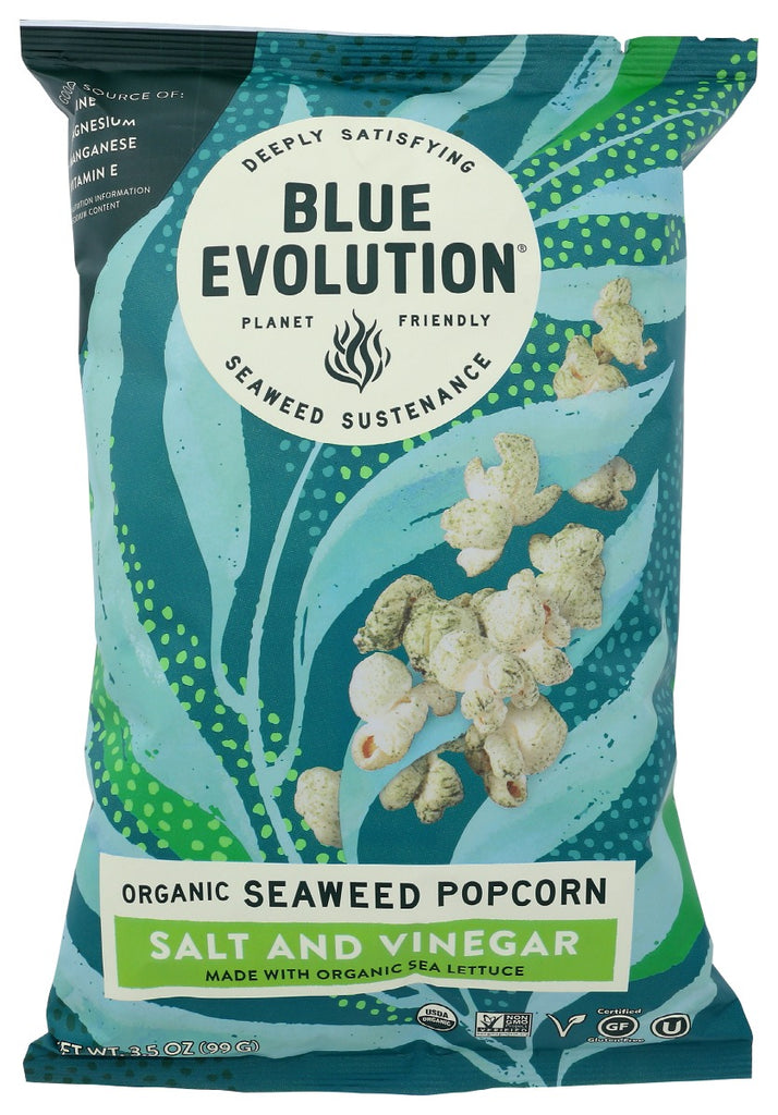 BLUE EVOLUTION: Organic Seaweed Popcorn Salt And Vinegar, 3.5 oz