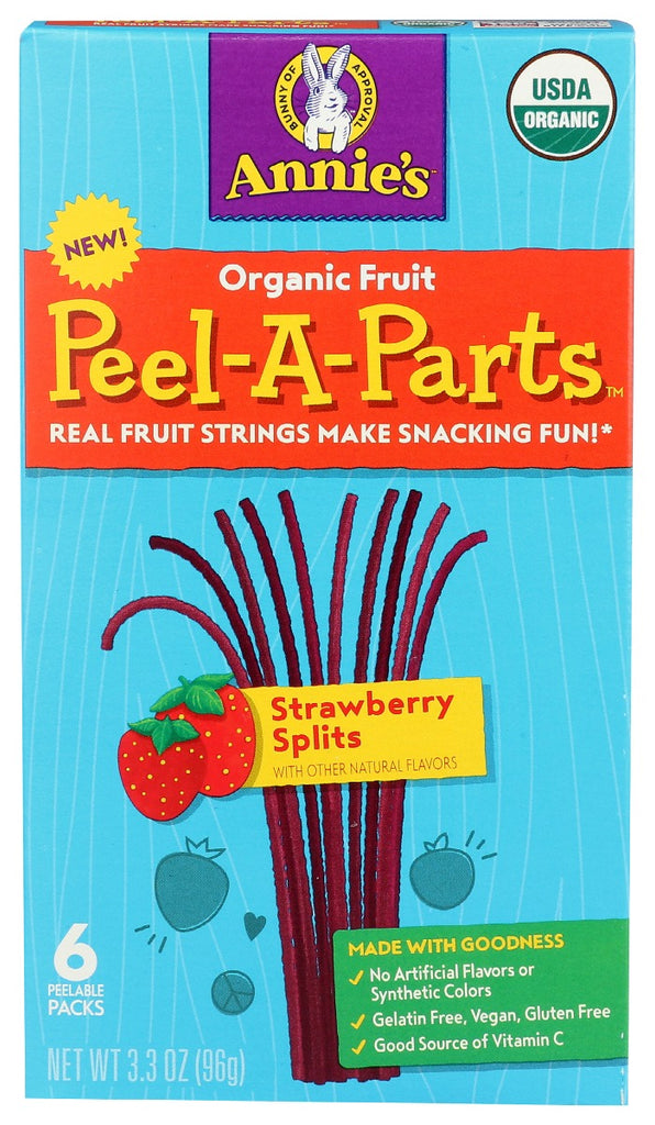 ANNIES HOMEGROWN: Organic Peel A Parts Strawberry Splits Fruit Snack, 3.3 oz