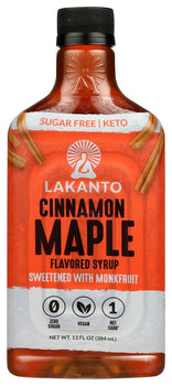 LAKANTO: Cinnamon Maple Flavored Syrup Sweetened With Monkfruit, 13 oz