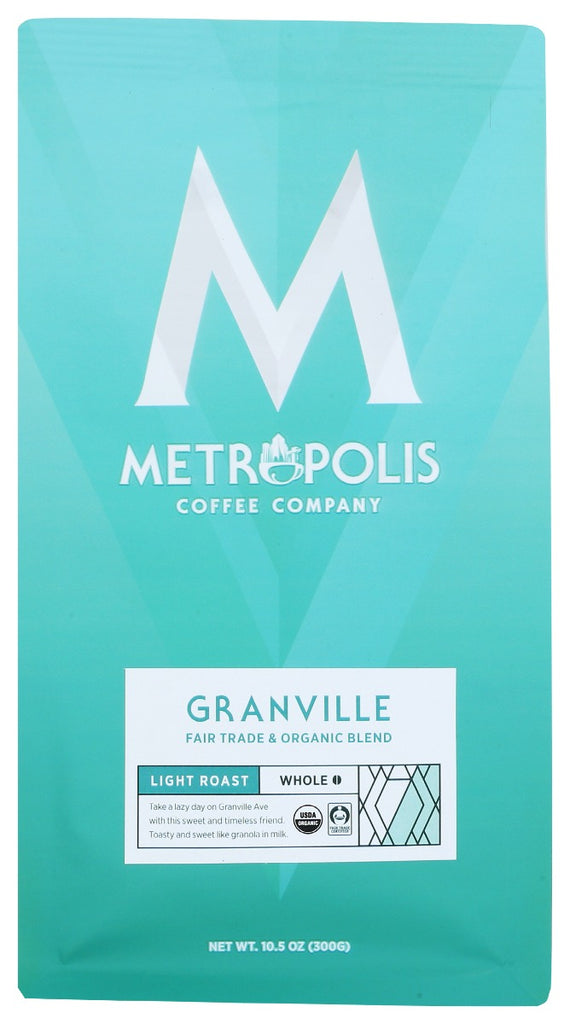 METROPOLIS COFFEE: Granville Blend Light Roast Whole Bean Coffee, 10.5 oz