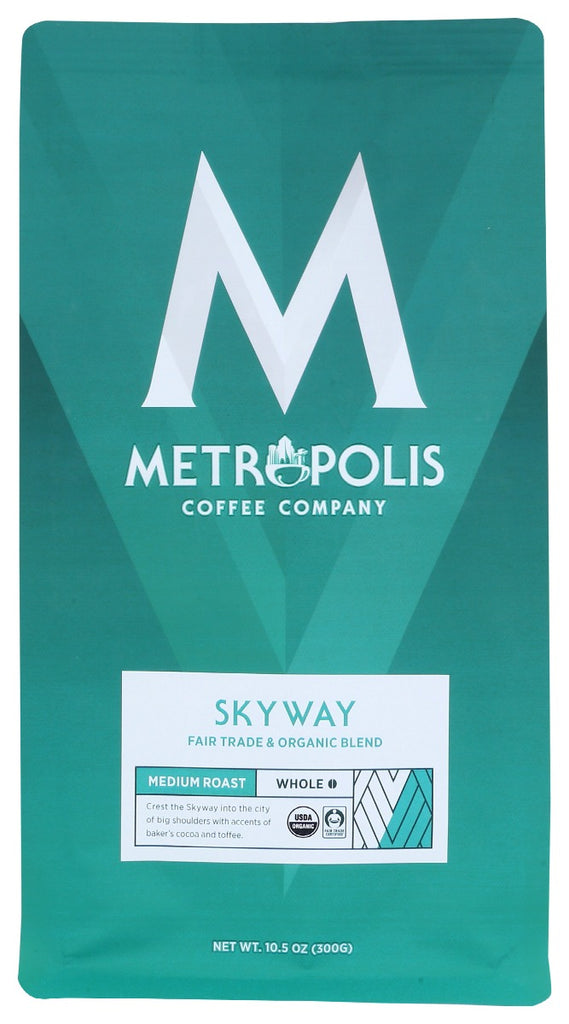 METROPOLIS COFFEE: Skyway Blend Medium Roast Whole Bean Coffee, 10.5 oz