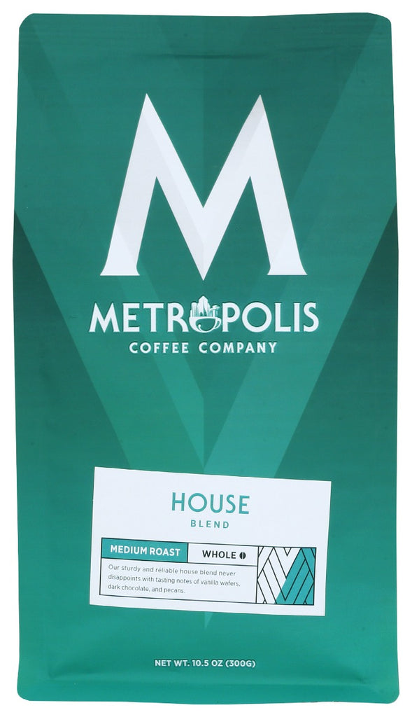 METROPOLIS COFFEE: House Blend Medium Roast Whole Bean Coffee, 10.5 oz