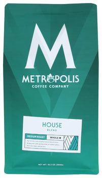 METROPOLIS COFFEE: House Blend Medium Roast Whole Bean Coffee, 10.5 oz